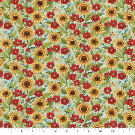 Susan Winget Tossed Floral with Sunflowers Cotton Fabric {1}
