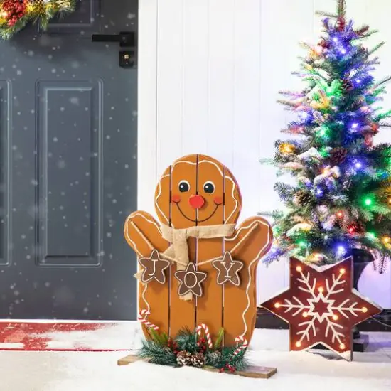 Glitzhome&reg; 24" Wood Gingerbread Man Porch D&eacute;cor {3}