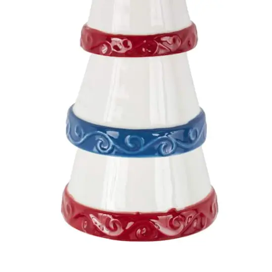 21" Red, White & Blue Ceramic Light House Windchime {6}