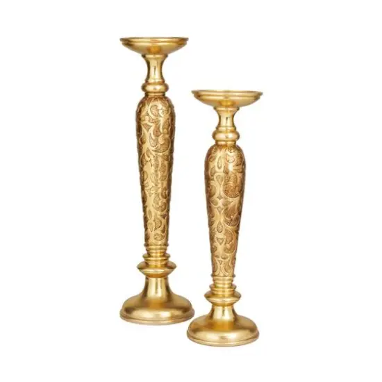 Gold Traditional Candle Holder Set {3}