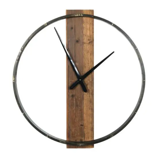 2.5ft Metal and Wood Wall Clock {1}