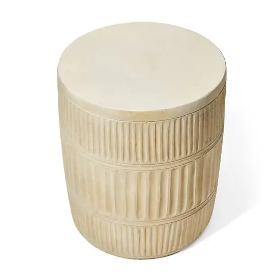 Glitzhome&reg; 18.5" Multi-Functional Textured Garden Stool Cream {8}