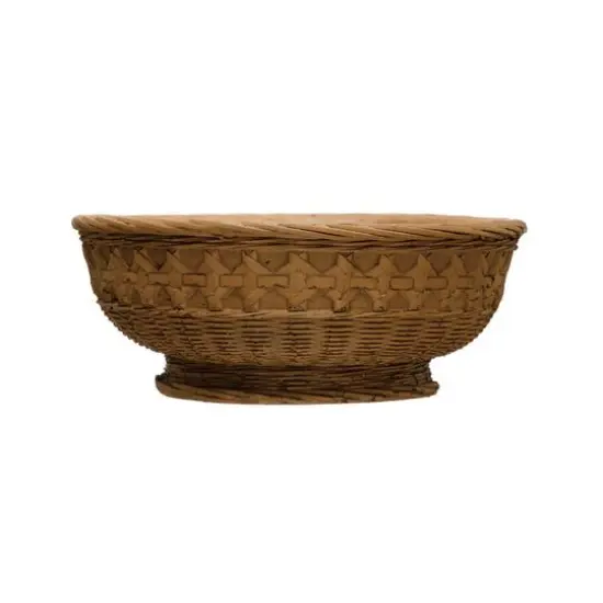 4" Decorative Debossed Cement Bowl Planter with Woven Design {1}