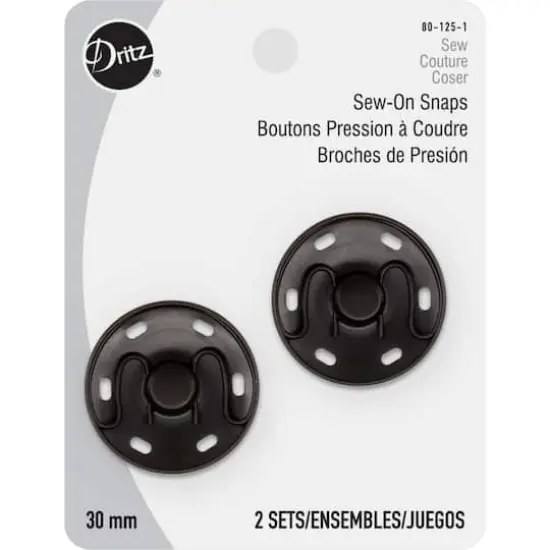 Dritz&reg; Large Black Sew-On Snaps, 2 Sets {1}