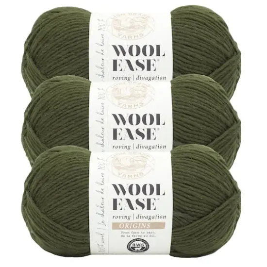 3 Pack Lion Brand&reg; Wool-Ease&reg; Roving Origins Yarn Olive {1}