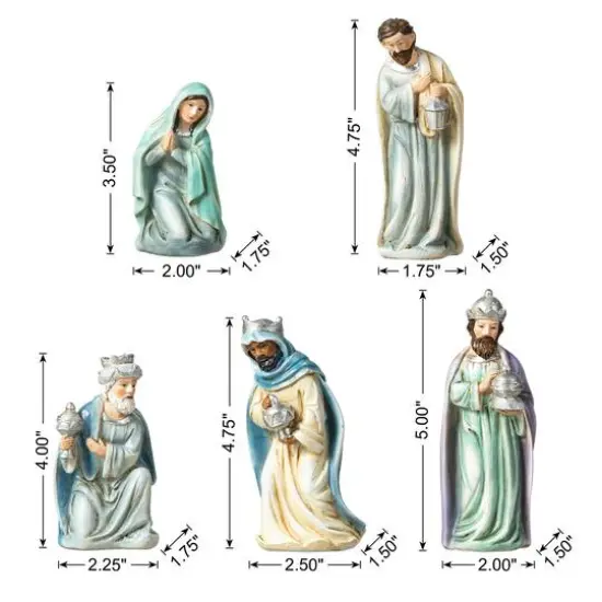 Glitzhome&reg; Deluxe Blue Nativity Figurine Set {9}