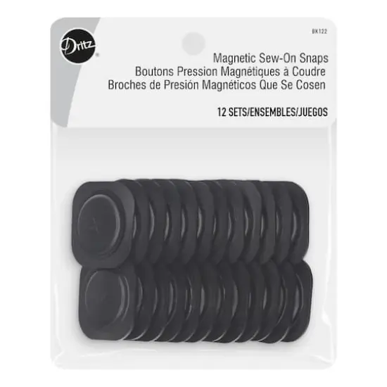 Dritz&reg; Black Square Sew-On Magnetic Snaps, 1.12" {1}
