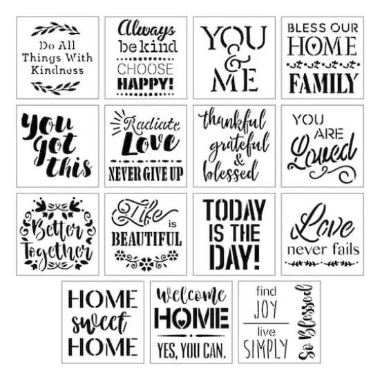 Sentiment Stencils, 12" x 12" by Craft Smart&reg; {1}