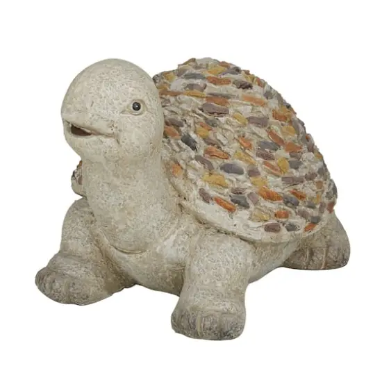 14" Gray Stone Farmhouse Turtle Garden Sculpture {1}