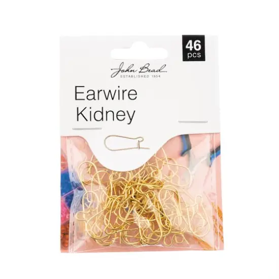 John Bead Must Have Findings 19mm Kidney Earwire, 46ct. Gold {1}