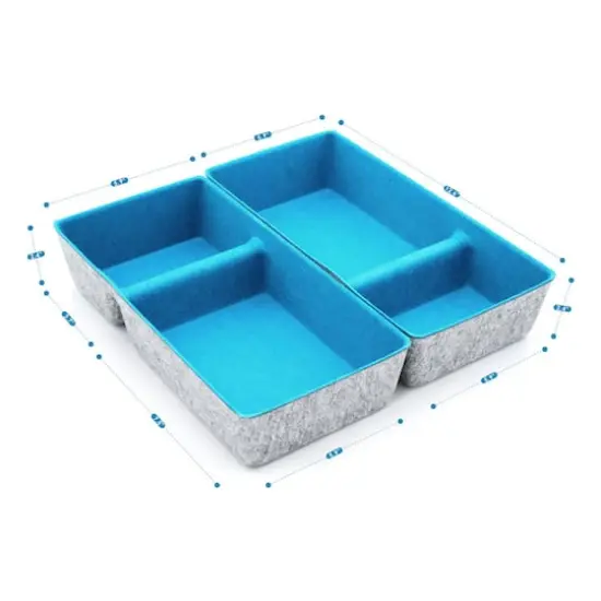 Welaxy Felt 2 Piece Divided Drawer Organizer Trays Turquoise {6}