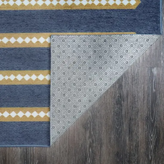 My Magic Carpet Dash & Dot Washable Rug Indigo Camel {5}