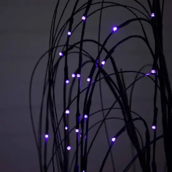 4ft. Orange & Purple LED Pre-Lit Halloween Black Willow Artificial Fall Tree {6}