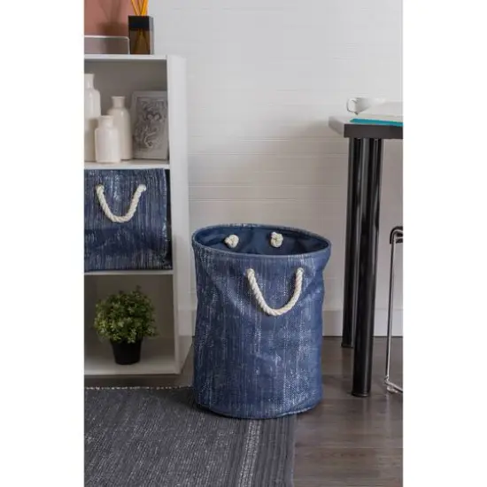DII&reg; 17" Woven Paper Lurex Storage Bin Blue and Silver {4}