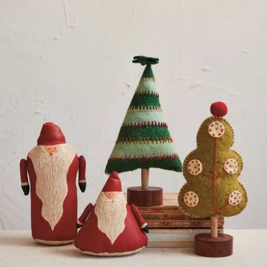 Hello Honey&reg; 11.7" Embroidered Wool Felt Christmas Tree Accent Set {3}