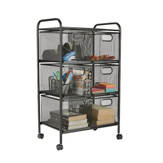 Mind Reader Black 6-Drawer Metal Rolling File Cart {5}