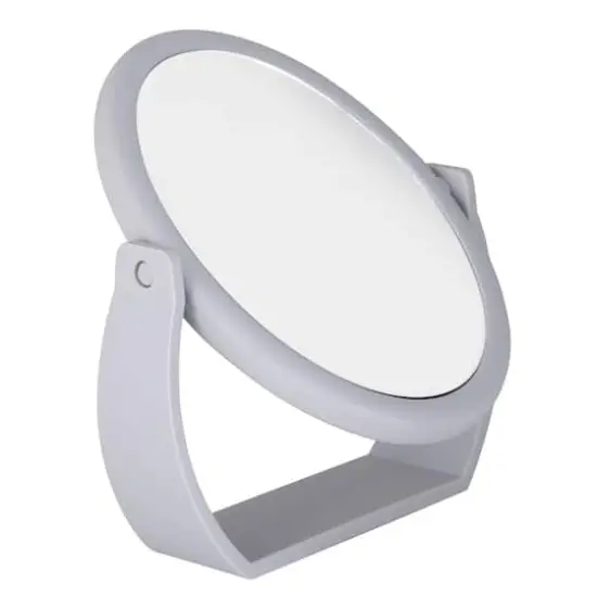 Home Details Swivel 10X Magnification Rubberized Vanity Mirror Gray {6}