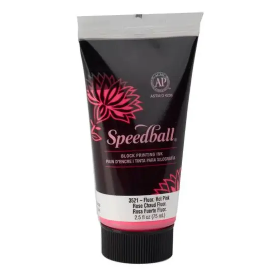 Speedball&reg; Fluorescent Block Printing Ink, 2.5oz. Fluorescent Hot Pink {1}