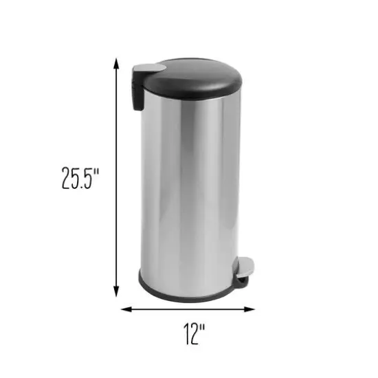 Honey Can Do 30L Soft-Close Round Stainless Steel Trash Can {11}