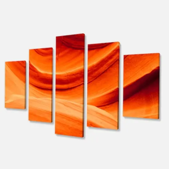Designart - Antelope Canyon Orange Wall - Orange - Landscape Photography Canvas Print {4}