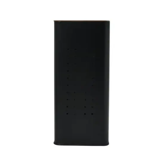 Household Essentials Square Metal Hamper with Wooden Lid Black {6}