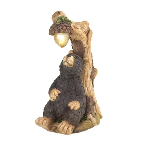 9.75" Black Bear Solar Statue {4}