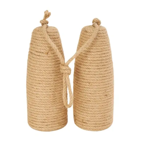 9.5" Brown Jute Buoy Coiled Rope Sculpture {1}