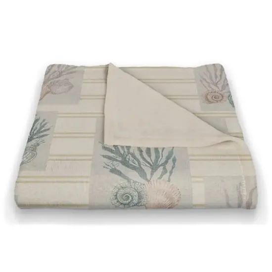 Shell Panels Coral Fleece Blanket Yellow Stripe {3}