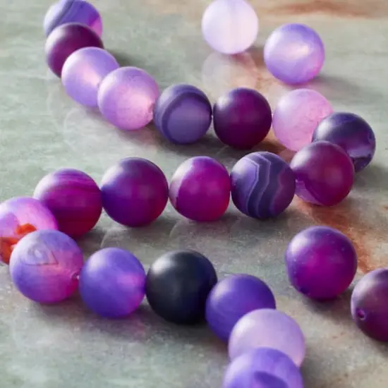 Purple Matte Agate Round Beads by Bead Landing&trade; {3}