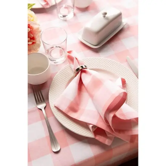 DII&reg; 104" Buffalo Check Tablecloth Pink and White {6}