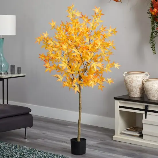 5ft. Yellow Autumn Maple Artificial Fall Tree {4}