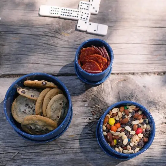 Silipint&reg; 3-Piece Silicone Lidded Bowl Set Speckled Blue {6}