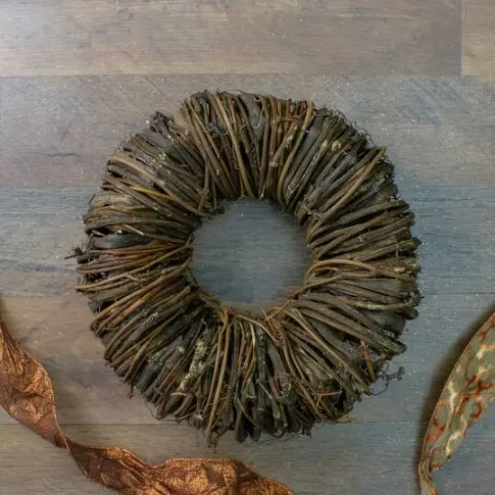 12" Brown Rustic Twig & Tree Bark Artificial Spring Wreath {5}