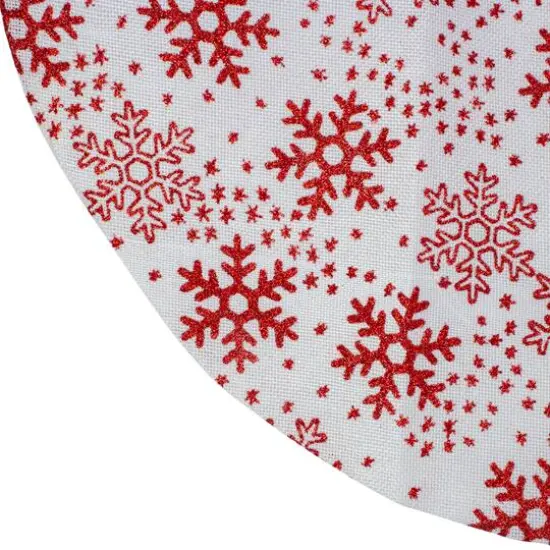 20" White & Red Glitter Snowflake Mini Tree Skirt {5}
