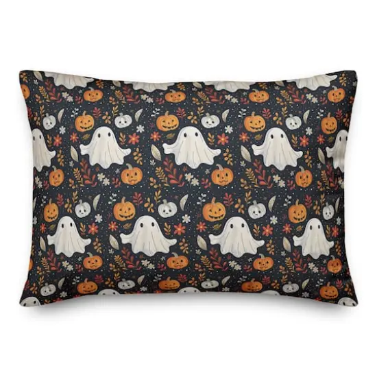 Ghost Fall Leaf Pattern 14" x 20" Spun Poly Pillow {1}