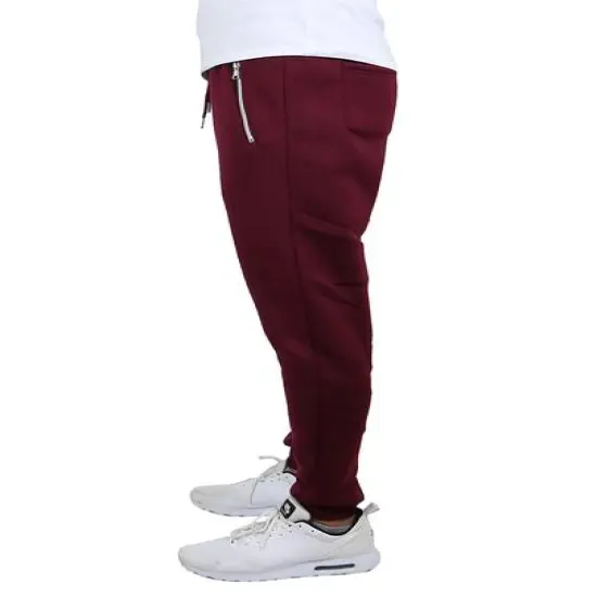 Galaxy by Harvic Men's Fleece-Lined Jogger Sweatpants With Zipper Pockets Burgundy {3}
