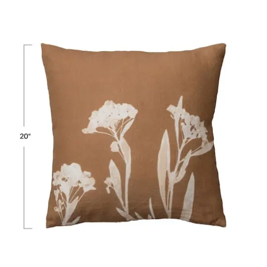 Hello Honey&reg; Brown & Natural Linen Floral Image Printed Pillow Cover {3}
