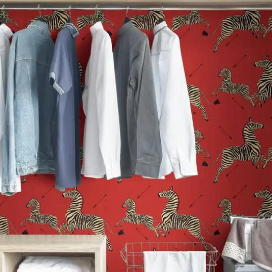 Scalamandre Masai Red Zebra Safari Peel & Stick Wallpaper {6}