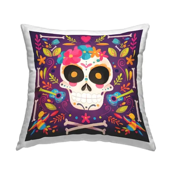 Stupell Industries Floral Day of the Dead Botanicals Throw Pillow {1}