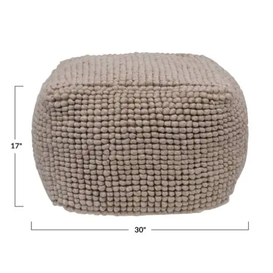 Hello Honey&reg; 17" New Zealand Square Wool Pouf {3}