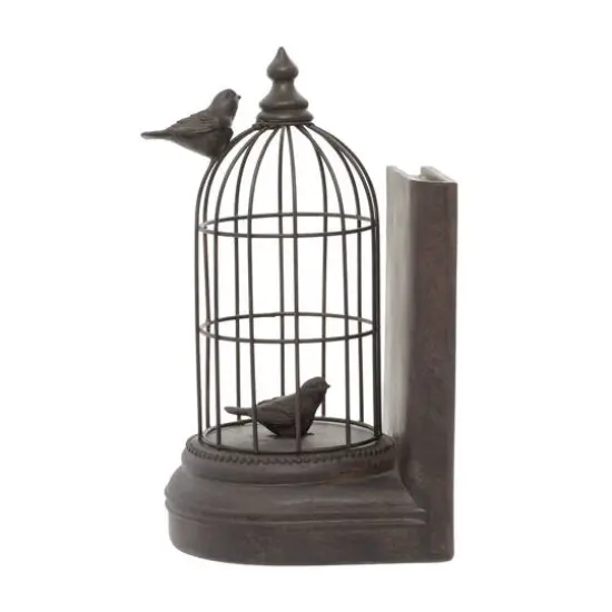 Black Metal Farmhouse Birdcage Bookends Set {10}