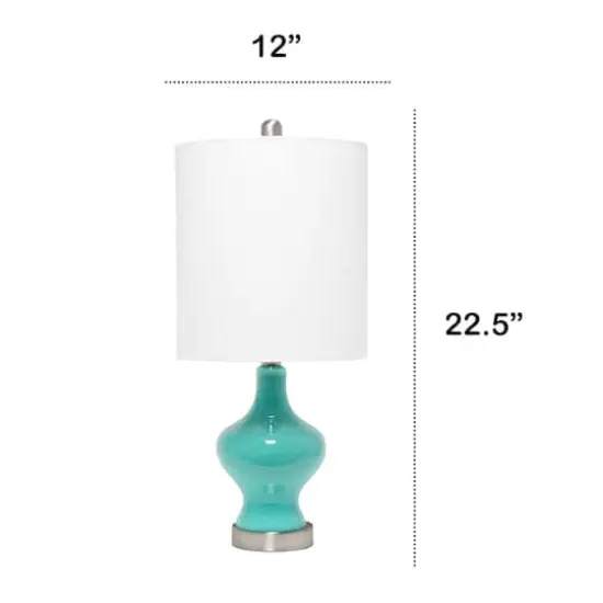 Lalia Home 22.5" Paseo Table Lamp with White Fabric Shade Teal and Linen White {4}