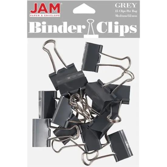 JAM Paper 1.25" Colorful Binder Clips, 30ct. Gray {3}