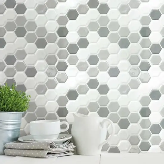 RoomMates Gray Hexagon Backsplash StickTiles&reg; {5}
