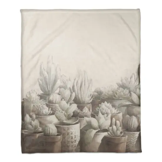 Potted Cacti 50" x 60" Coral Fleece Blanket {1}
