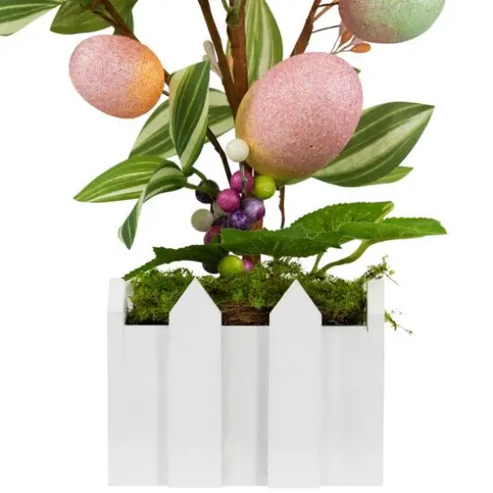 18" Pink Artificial Potted Twig Tree with Easter Eggs {6}