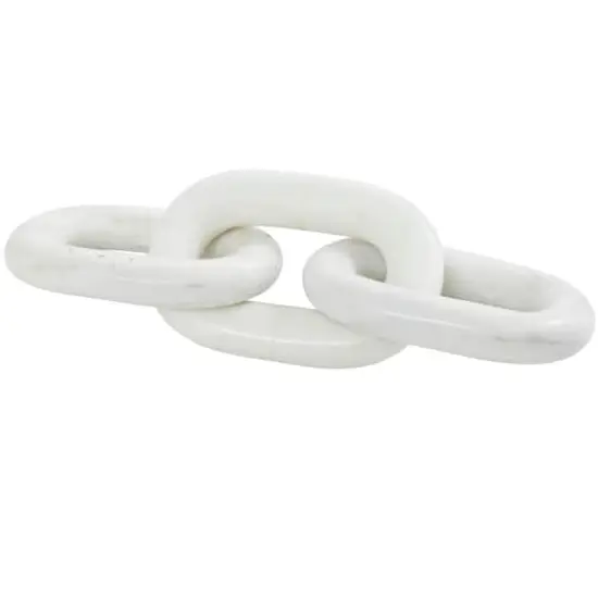 13" White Marble Geometric 3-Link Chain Sculpture D&eacute;cor {1}