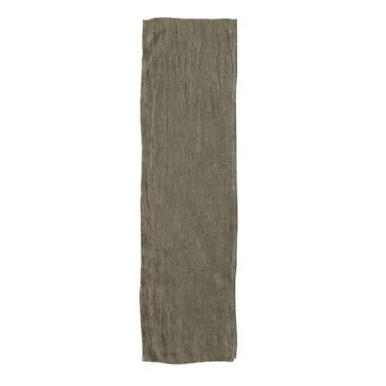 Hello Honey&reg; 108" Stonewashed Linen Table Runner Olive Green {1}