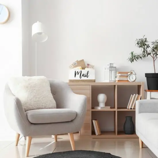 Elegant Designs Mail Script Mail Holder with Handles Black/White {5}