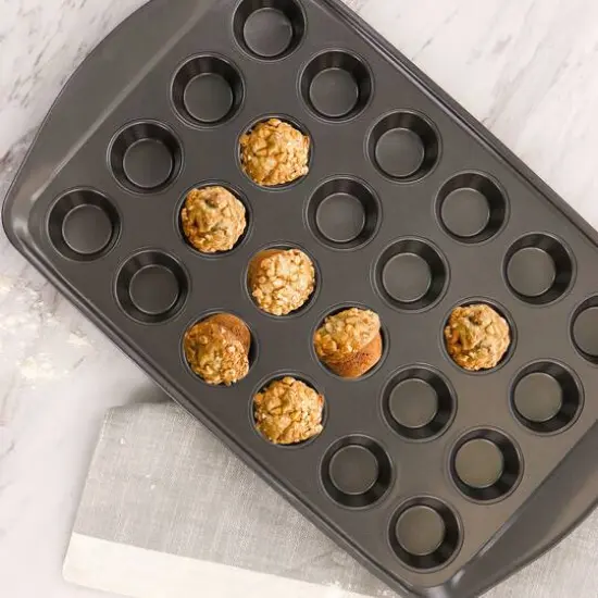 Gibson Baker's Friend Gray 24 Cup Nonstick Steel Mini Muffin Pan {5}